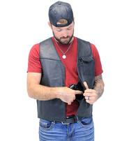 Straight Bottom Leather Vest with Side Zip Compartment #VM150GZPK