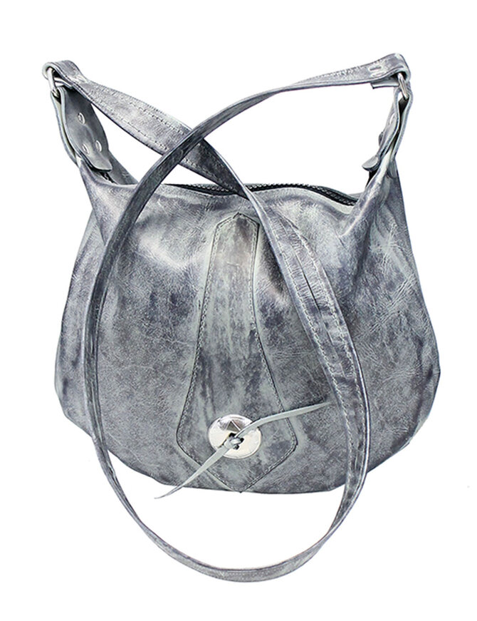 JAMIN LEATHER Hand Antiqued Gray Leather Concho Hobo Purse #PA23003CG