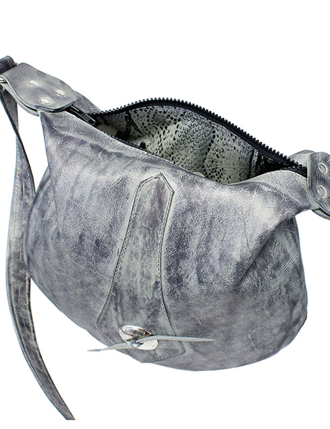 JAMIN LEATHER Hand Antiqued Gray Leather Concho Hobo Purse #PA23003CG