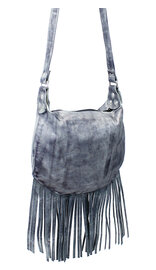 JAMIN LEATHER Hand Antiqued Fringed Leather Hobo Purse #PA23033FGY