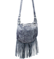 JAMIN LEATHER Hand Antiqued Fringed Leather Hobo Purse #PA23033FGY