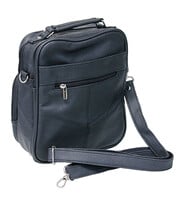 Tablet Size Crossbody Black Leather Travel Bag #P37510K