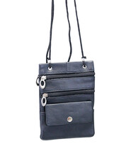 Small Black Leather Cell Phone String Pouch #P3200K