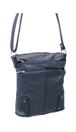 Tall Black Leather Cross Body Purse #P0110K