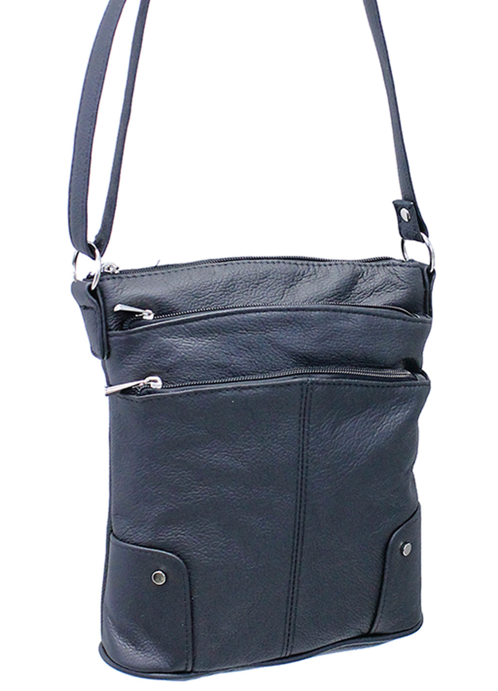 Tall Black Leather Cross Body Purse #P0110K - Jamin Leather®