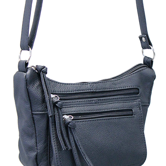 Vintage Black Leather Small Handbag Soft Leather Purse Cross 