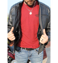 Unik Men's Ribbed Shoulder Leather Motorcycle Jacket #M5760GQZK