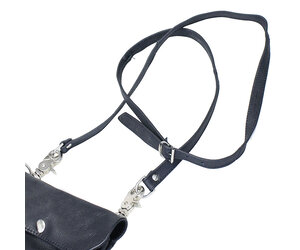 Black Leather Double Clip Pouch Hip Klip Bag for Larger Cell Phones  #PKK30970K