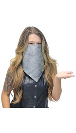 Jamin Leather® Firm Hand Rubbed Gray Leather Scarf with Snake Lining #A4S2303SGY