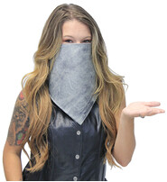 Jamin Leather® Firm Hand Rubbed Gray Leather Scarf with Snake Lining #A4S2303SGY