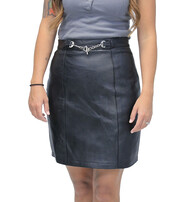Jamin Leather® Bar and Chain Lambskin Leather Skirt #SK190BCK