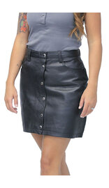 Snap Up Black Leather Skirt 16" #SK11550SK