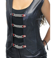 Jamin Leather® Set of 4 Red Leather Vest Chains #VC23076SR