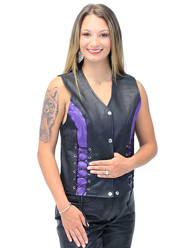 Purple and Black Corset Laced Vest #VL4999LPU