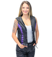 Purple and Black Corset Laced Vest #VL4999LPU