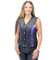 Purple and Black Corset Laced Vest #VL4999LPU