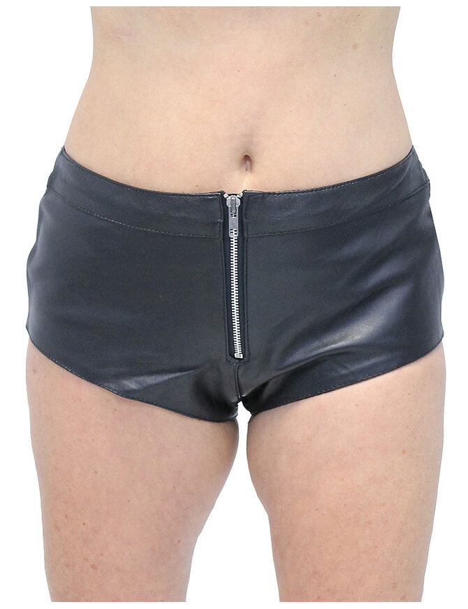 Zip Front Leather Skimpy Hot Pants #SH31080ZK