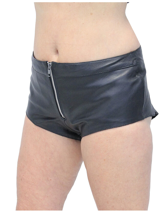 Zip Front Leather Skimpy Hot Pants #SH31080ZK