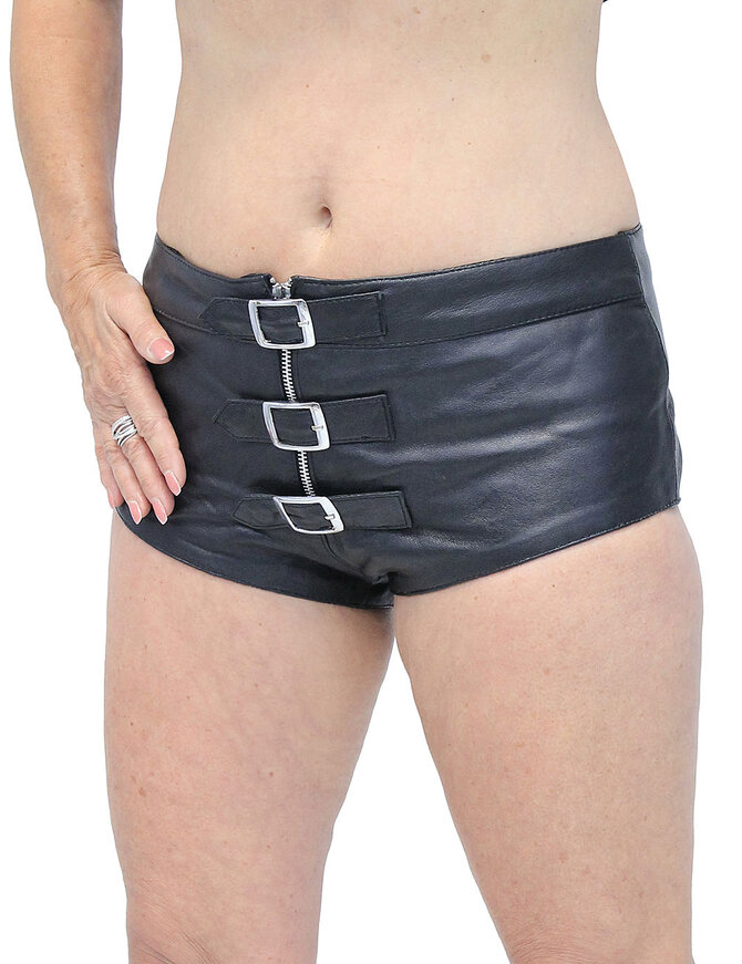 Buckle Front Leather Skimpy Hot Pants #SH31090BUK