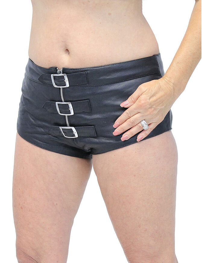 Buckle Front Leather Skimpy Hot Pants #SH31090BUK