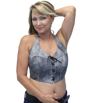 Jamin Leather® Gray Leather Hand Rubbed Lace Up Halter #LH60783GY