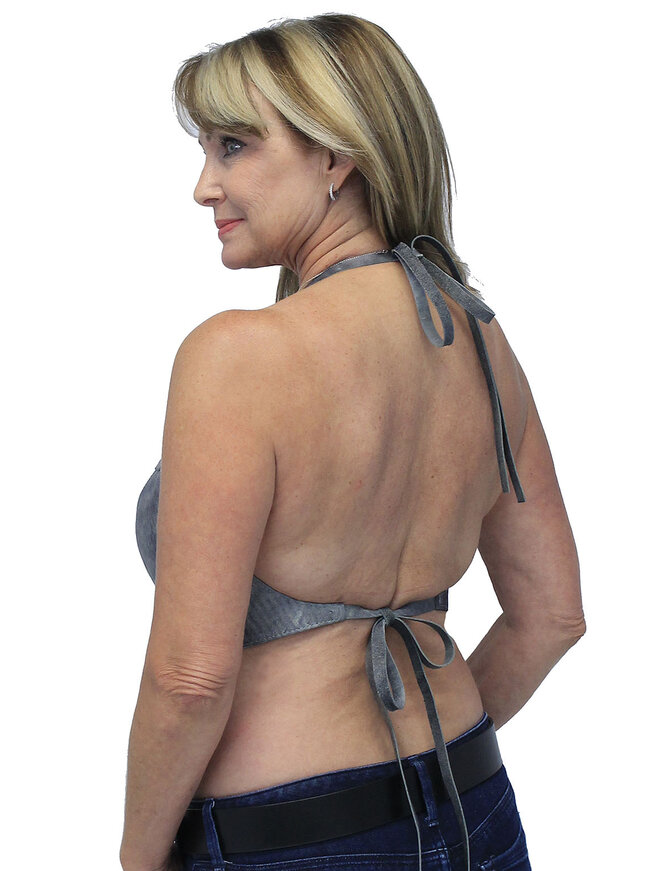 Jamin Leather® Gray Leather Hand Rubbed Lace Up Halter #LH60783GY