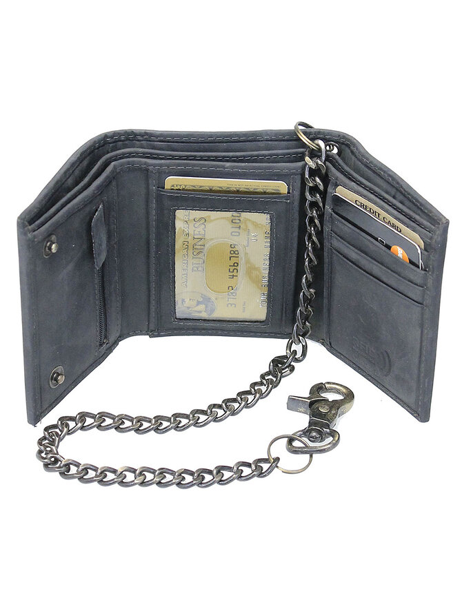 Vintage Black RFID Trifold Chain Wallet #WC513210KID