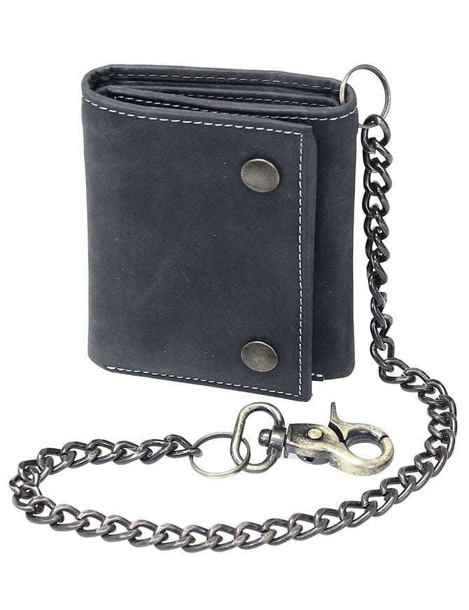 Vintage Black RFID Trifold Chain Wallet #WC513210KID - Jamin Leather®