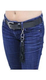 Jamin Leather® Black Genuine Leather Fringe Key Chain #KC1800K