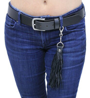 Jamin Leather® Black Leather Fringe Key Chain #KC1800K