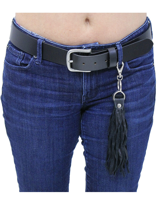 Jamin Leather® Black Leather Fringe Key Chain #KC1800K