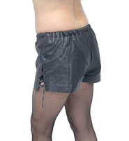 Luscious Lace-up Leather Boxer Shorts #SH0010LSK