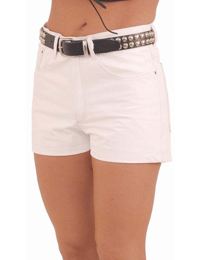 White Leather Pocket Shorts #SH31108W