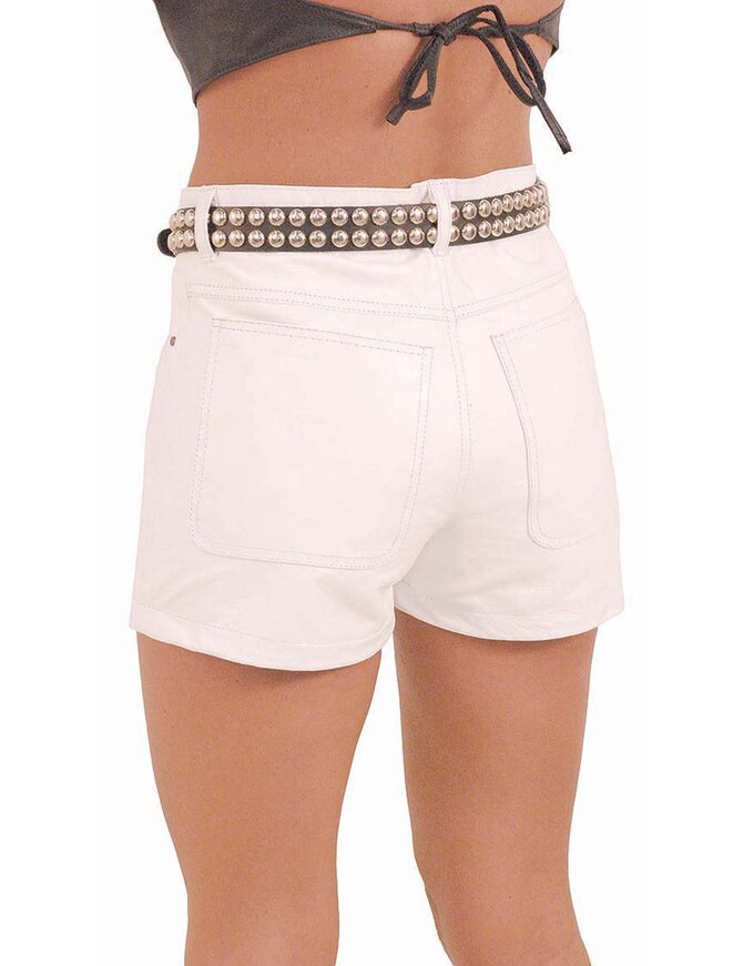 White Leather Pocket Shorts #SH31108W