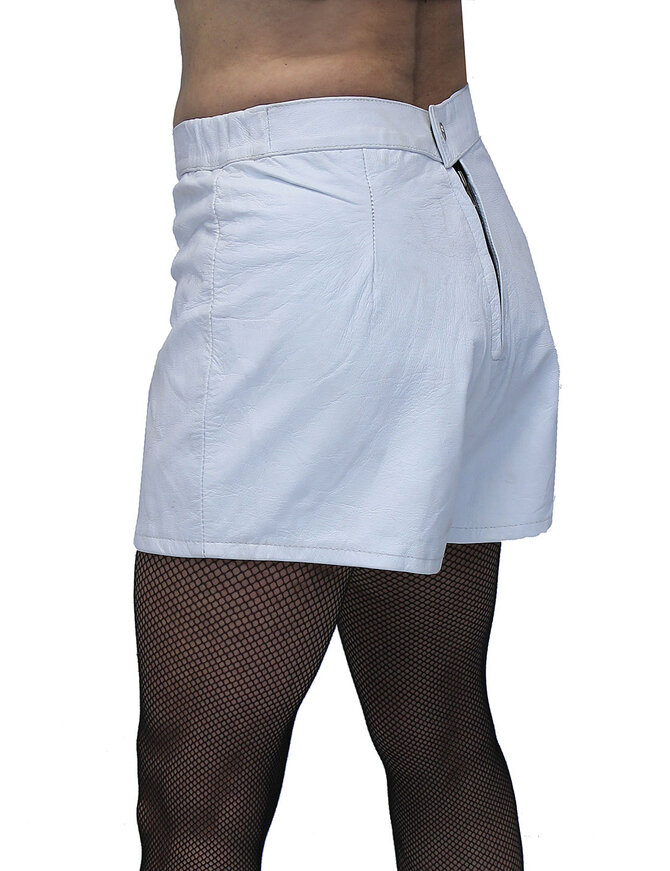 White Leather Bootie Shorts #SH11038W