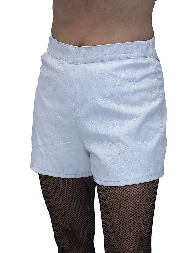 White Leather Bootie Shorts #SH11038W