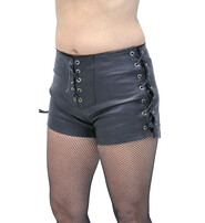 Triple Lace-Up Leather Hot Pants #SH31040LLK