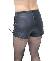 Triple Lace-Up Leather Hot Pants #SH31040LLK