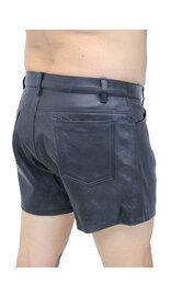 Men's Ultra Premium Leather Button Fly Shorts #SHM1073BTK