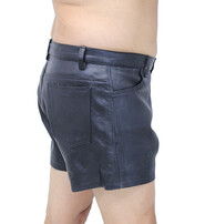 Men's Ultra Premium Leather Button Fly Shorts #SHM1073BTK