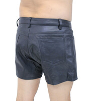 Men's Ultra Premium Leather Button Fly Shorts #SHM1073BTK