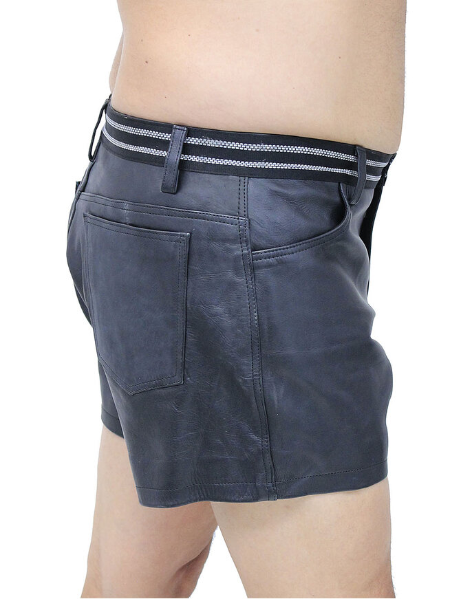 Men's Reflector Trim Ultra Premium Leather Shorts #SHM1074RK