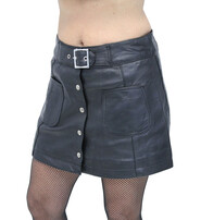 Buckle & Snap front 15" Leather Mini Skirt #SK31330BUK