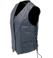 Women's Braid Long Leather Vest #VL2673LBK