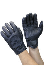 Unik Reflective Skull Leather Gloves w/Padded Palms #G8241RSK