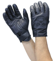 Unik Reflective Skull Leather Gloves w/Padded Palms #G8241RSK