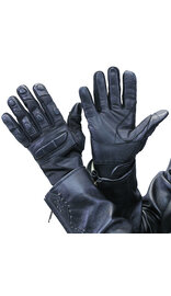 Women's Black Leather and Mesh Padded Gloves #GL80200VK