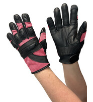 Women's Pink Mesh and Leather Padded Gloves #GL80208VPU