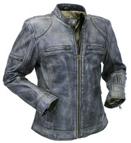 Jamin Leather® Women's Distressed Taupe/Black Scooter Jacket CC Pocket #LA2012VGK