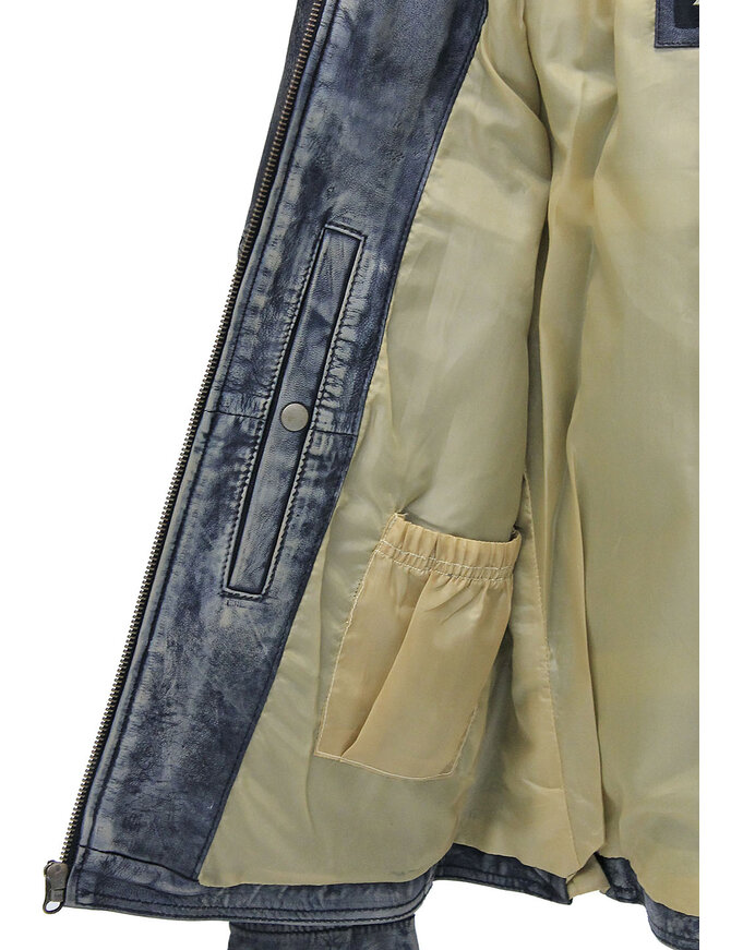 Jamin Leather® Women's Distressed Taupe/Black Scooter Jacket CC Pocket #LA2012VGK